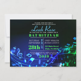 Convites Letras e Notas Hebraicas brilhantes Bat Mitzvah