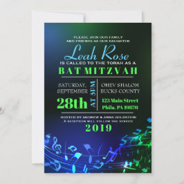 Convites Letras e Notas Hebraicas brilhantes Bat Mitzvah
