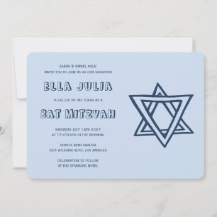 Convites LETRAS EXTERNAS DE DAVID Custom Bat Mitzvah
