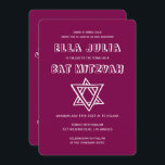 Convites LETRAS EXTERNAS DE DAVID Custom Bat Mitzvah<br><div class="desc">Cartão perfeito para anunciar um bar ou morcego mitzvah! Mão fez arte para você com estrela de David na frente e atrás! TOTALMENTE PERSONALIZÁVEL! Clique em "Personalizar" acima para editar o texto. Clique em "editar usando a ferramenta design" para ajustar as fontes, as cores e os posicionamentos e para excluir...</div>