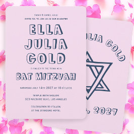 Convites LETRAS EXTERNAS DE DAVID Custom Bat Mitzvah