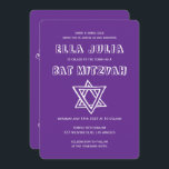Convites LETRAS EXTERNAS DE DAVID Custom Bat Mitzvah<br><div class="desc">Cartão perfeito para anunciar um bar ou morcego mitzvah! Mão fez arte para você com estrela de David na frente e atrás! TOTALMENTE PERSONALIZÁVEL! Clique em "Personalizar" acima para editar o texto. Clique em "editar usando a ferramenta design" para ajustar as fontes, as cores e os posicionamentos e para excluir...</div>