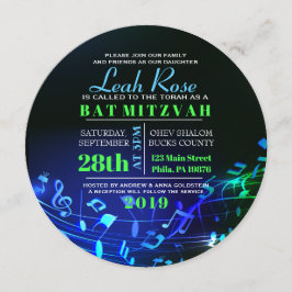 Convites Letras Hebraicas Brilhantes e Notas Musicais Bat M