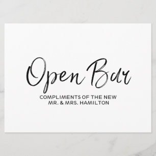 Convites Letreiro de "Bar Aberto" de Casamento Letreiro E