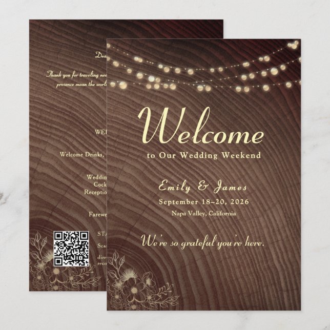 Convites Letreiro de Boas-Vindas de Casamento com Luzes de  (Frente/Verso)