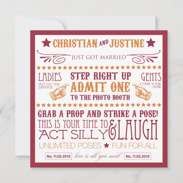 Convites Letreiro de Cabine de Fotos (Frente)