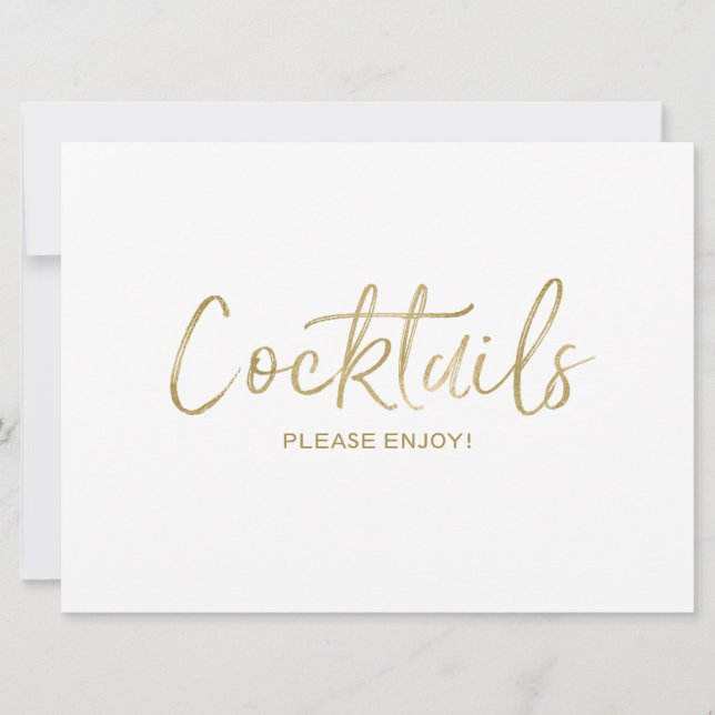 Convites Letreiro de Casamento "Cocktails" | Estilo Dourado (Frente)