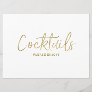 Convites Letreiro de Casamento "Cocktails"   Estilo Dourado