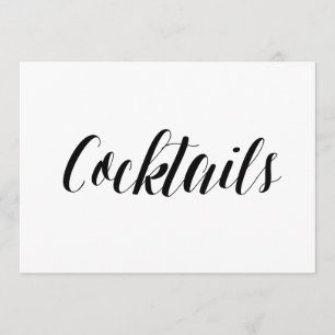 Convites Letreiro de Casamento "Cocktails" no Estilo Caligr