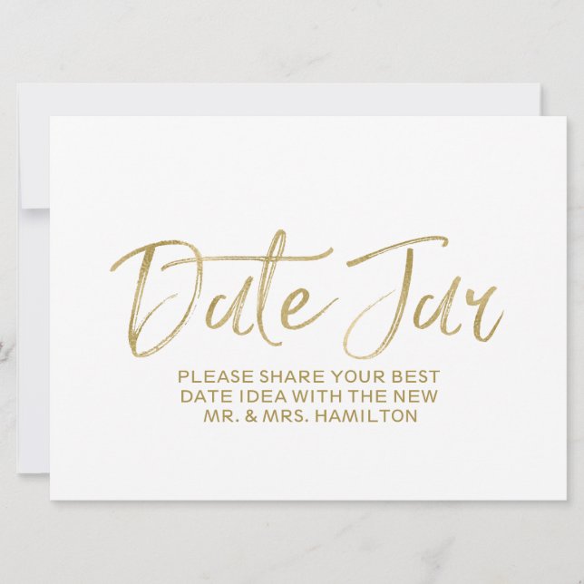 Convites Letreiro de Casamento Date Jar | Estilo Dourado co (Frente)