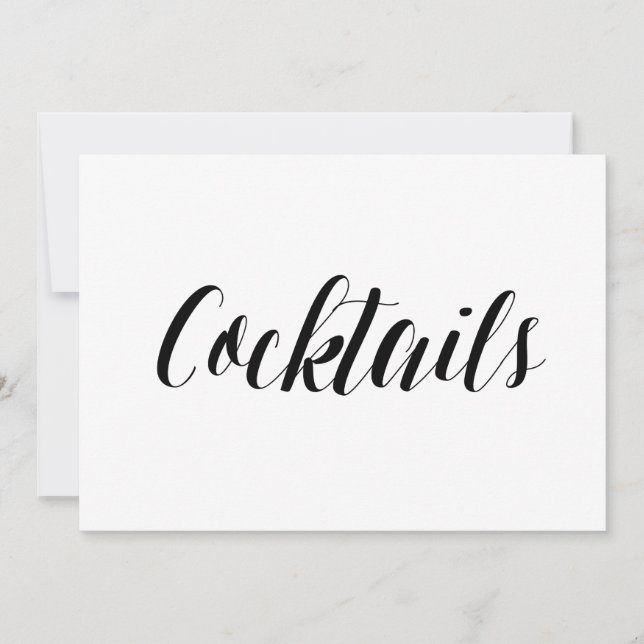 Convites Letreiro de Casamento Estilo Caligrafia "Cocktails (Frente)
