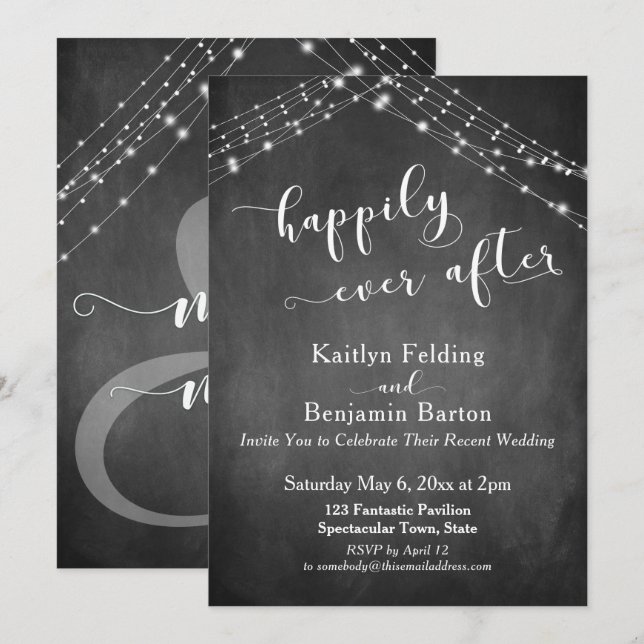 Convites Letreiro de Loja Iluminado Caligrafia Felizes para (Frente/Verso)