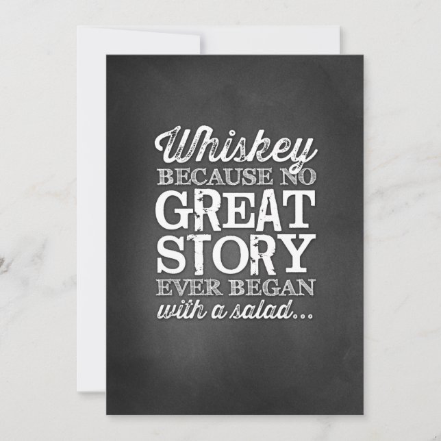 Convites Letreiro de Mesa 5x7 Chalkboard Whiskey Porque (Frente)