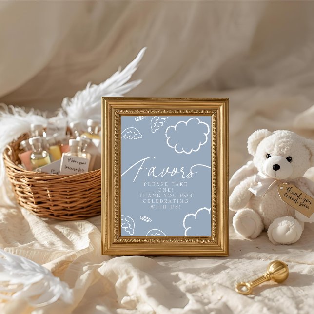 Convites Letreiro de mesa Little Piece of Heaven azul  (Little Piece of Heaven Favors Table Sign)