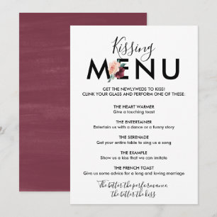 Convites Letreiro Floral   Menu de Beijo Marrom