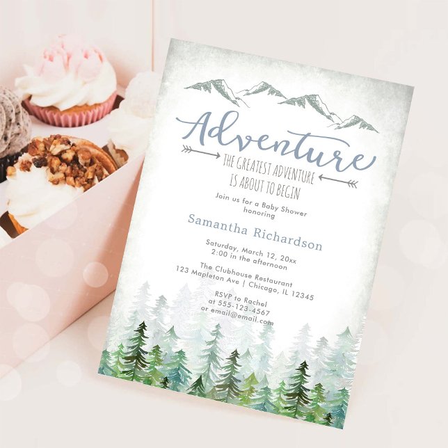 Convites Let's Adventure Begin Forest Baby Shower (Criador carregado)