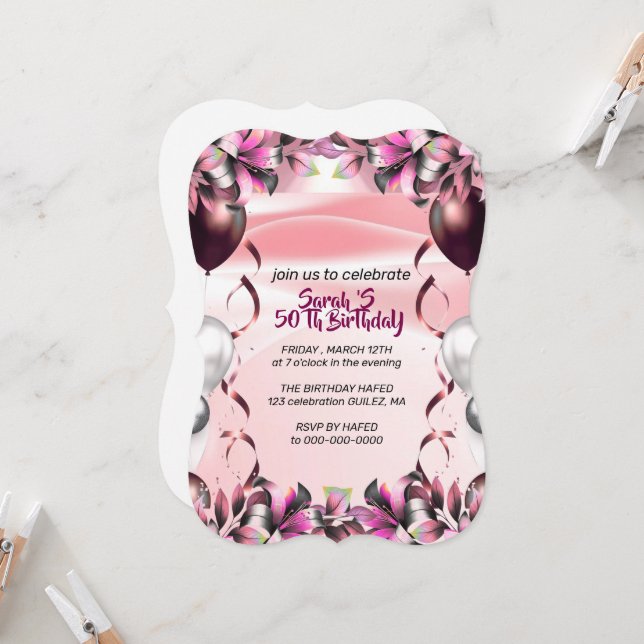 Convites Let's Celebrate Invitation Template, Editable Surp (Frente/Verso In Situ)