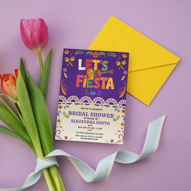 Convites Let's Fiesta Bridal Shower Mexican Floral (let's fiesta bridal shower invitations colorful cinco de mayo mexican floral)