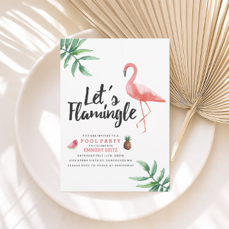 Convites Let's Flamingle Pool Party Invitation