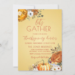 Convites Let's gather Thanksgiving Dinner Invitation