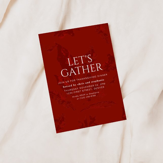 Convites Let's Gather Vintage Red Thanksgiving Invitation (Criador carregado)