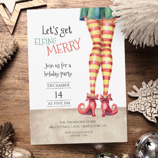Convites Let's Get ELFING Merry Fun Holidays Party  (Criador carregado)