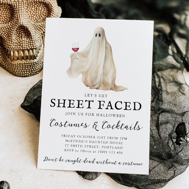 Convites Let's Get Sheet Faced Halloween Invitation (Criador carregado)