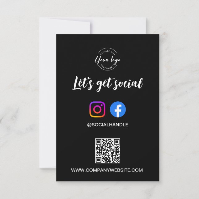 Convites Let's Get Social Media website Custom logo QR code (Frente)
