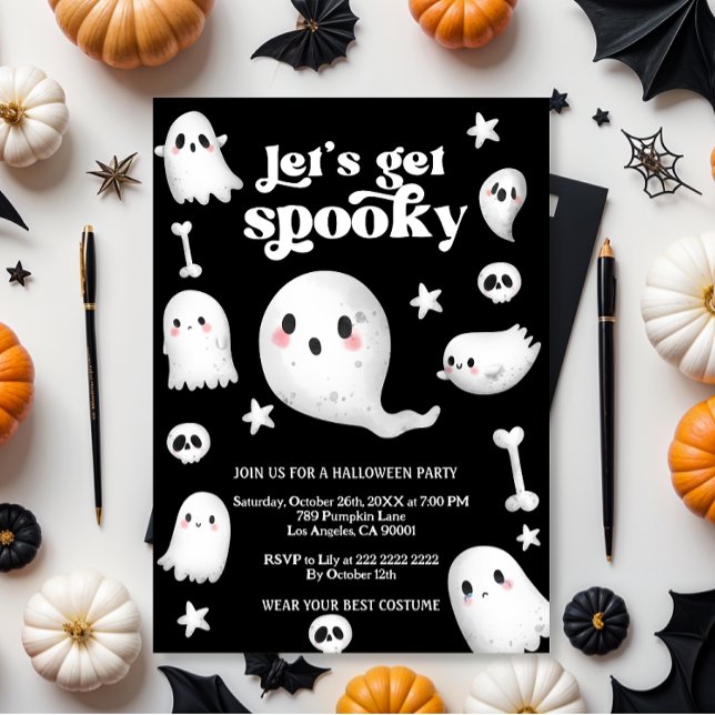 Convites  Let's Get Spooky,Halloween party (Criador carregado)