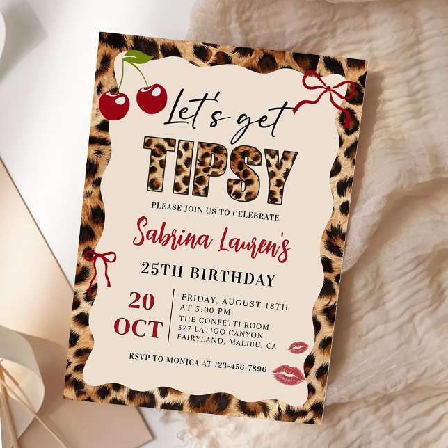 Convites Let's get Tipsy  Leopard Cheetah Birthday (Criador carregado)