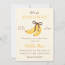 Let's Go Bananas Brown Bow Yellow Baby Shower