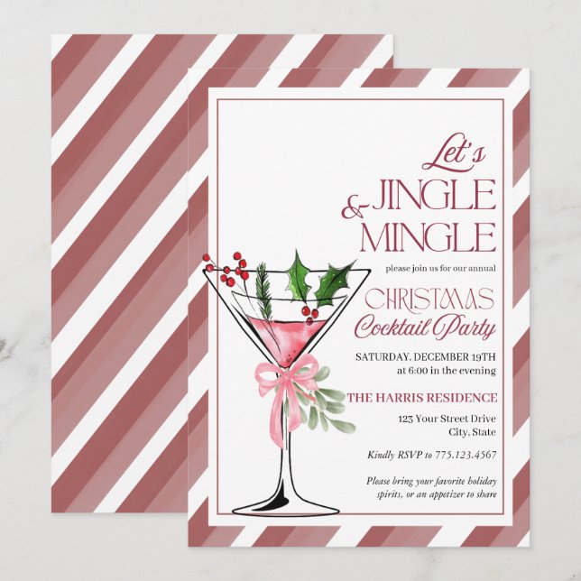 Convites Let's Jingle and Mingle Holiday Party  (Frente/Verso)