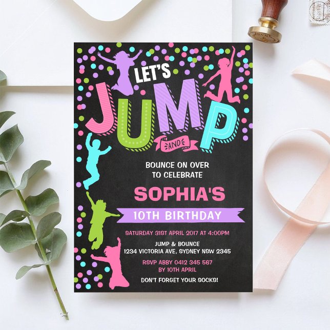 Convites Let's Jump and Play Birthday Invitation (Criador carregado)
