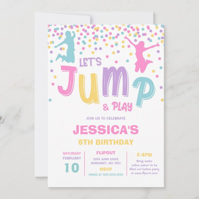 Convites Let's Jump and Play Birthday Party Invitation (Frente)