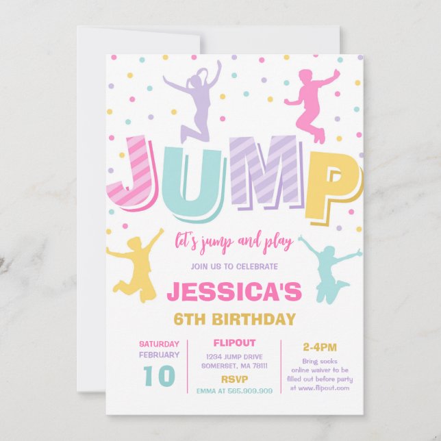 Convites Let's Jump and Play Birthday Party Invitation (Frente)