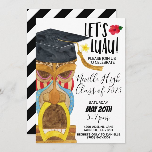 Convites Let's Luau Party Invitation (Frente/Verso)