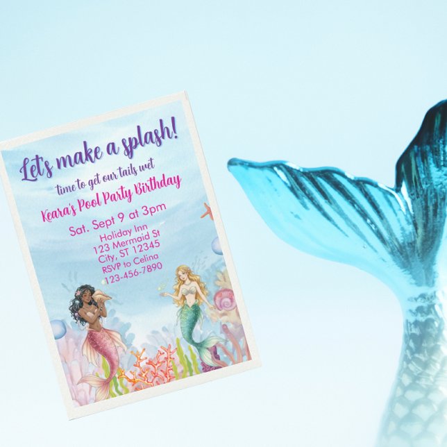 Convites Lets Make a Splash, Mermaid Birthday (Criador carregado)