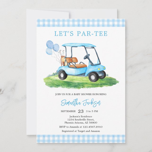 Convites Let's Par-tee Golf Baby Shower Invitation (Frente)