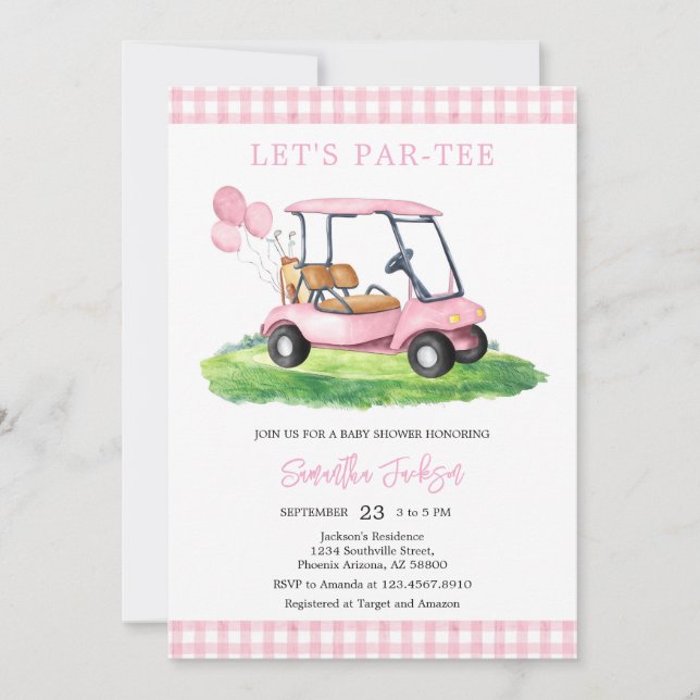 Convites Let's Par-tee Golf Baby Shower Invitation (Frente)
