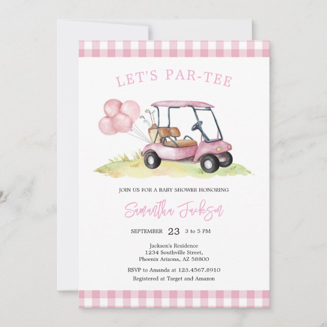 Convites Let's Par-tee Golf Baby Shower Invitation (Frente)