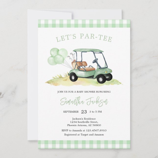Convites Let's Par-tee Golf Baby Shower Invitation (Frente)