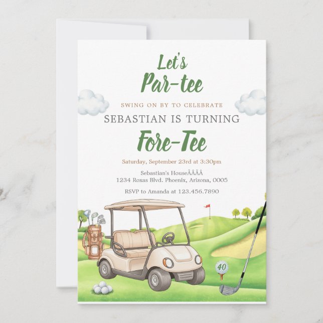 Convites Let's Par Tee Golf Birthday Invitation (Frente)