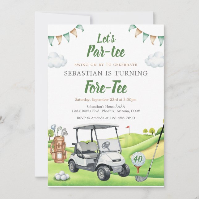 Convites Let's Par Tee Golf Birthday Invitation (Frente)