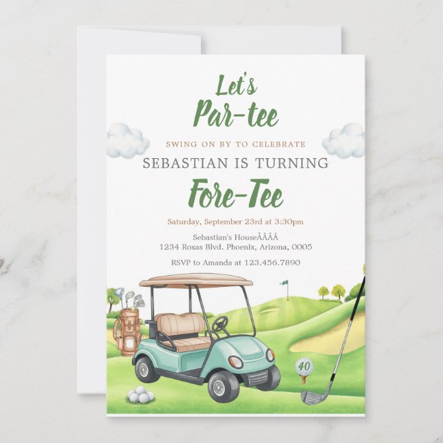 Convites Let's Par Tee Golf Birthday Invitation (Frente)