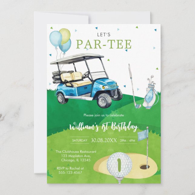 Convites Let's Par-tee Golf Boy 1st Birthday Invitati (Frente)
