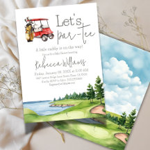 Let's Par Tee Red Cart Golf Baby Shower Party