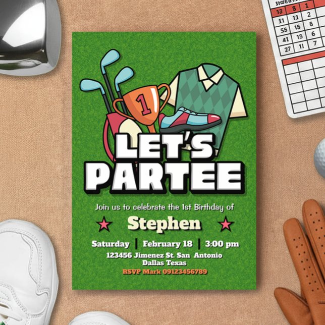 Convites Lets Partee - Golf Birthday Invitation (Lets Partee - Golf Birthday Invitation)