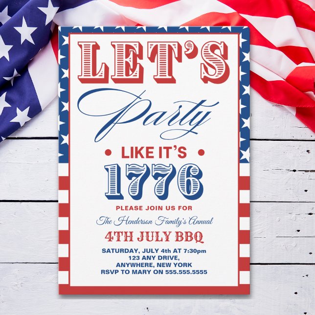 Convites Lets Party Like It's 1776 Funny 4th July Party (Criador carregado)
