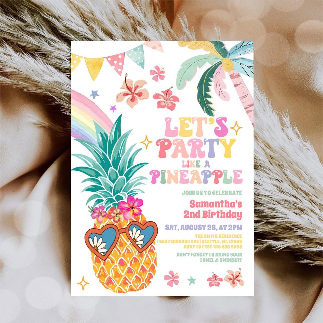 Convites Let's Party Like Pineapple Luau Summer Birthday (Criador carregado)