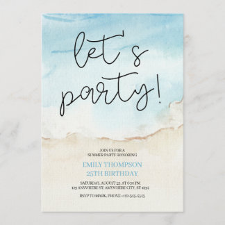 Convites Let's Party Tropical Beach Birthday Party